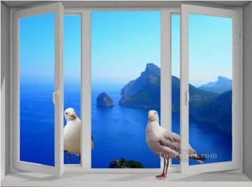 Fantasía Painting - paloma en la ventana fantasía